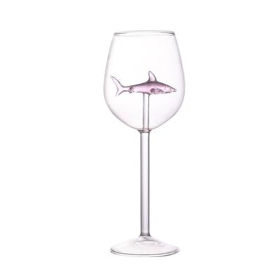 China Gift Creative Embedded Lovely Shark Crystal Wine Glass Goblet for sale