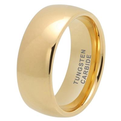 China Dropshipping Wholesale CLASSIC Modern Jewelry 10mm Domed Large Shiny Gold Wedding Band Polished Tungsten Carbide Ring For Men Women for sale