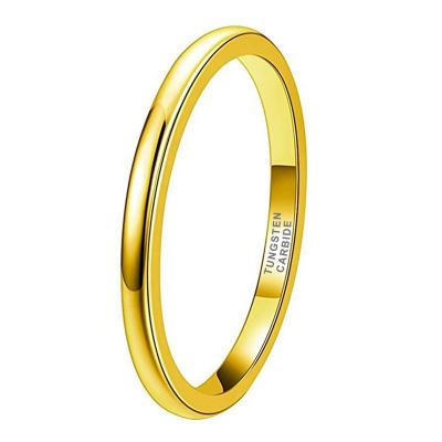 China Dropshipping Wholesale CLASSIC 2mm Fashion Jewelry Engagement Wedding Band Stackable Tungsten Carbide Gold Plated Ring For Women Men for sale