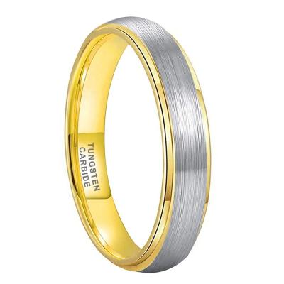 China Dropshipping Wholesale CLASSIC 4mm Gold Plated Bruhsed Fashion Jewelry Tungsten Carbide Engagement Ring For Men Women Wedding Band for sale