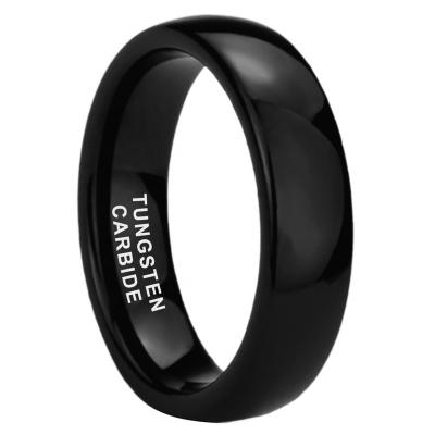 China Wholesale CLASSIC 6mm Fashion Jewelry Engagement Wedding Band Black Tungsten Carbide Ring For Women Men for sale