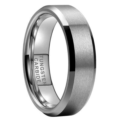 China Wholesale CLASSIC 6mm Fashion Jewelry Dropshipping Cut Matte Finish Tungsten Carbide Ring Engagement Wedding Band For Women Men for sale