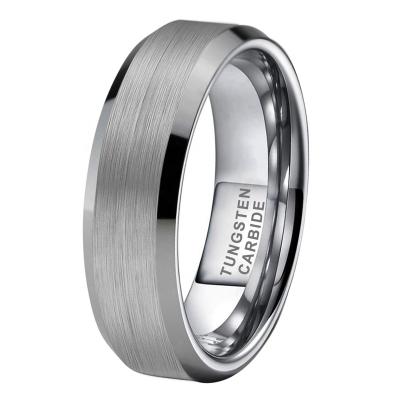 China Wholesale CLASSIC 6mm Fashion Jewelry Dropshipping Cut Brushed Silver Tungsten Wedding Band Ring For Women Men for sale