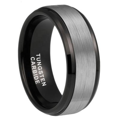 China Dropshipping Wholesale CLASSIC Brushed Finish Fashion Jewelry Engagement Wedding Band Black Tungsten Carbide Ring 8mm For Women Men for sale