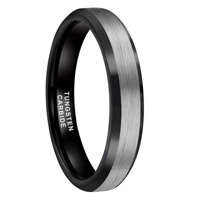 China Wholesale Dropshipping CLASSIC 4mm Cut Edge Swept Jewelry Engagement Ring For Men Women Black Tungsten Wedding Band for sale