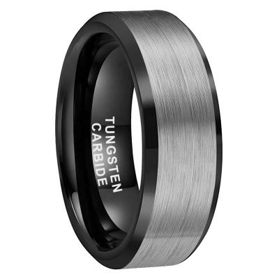 China CLASSIC 8mm Wholesale Dropshipping Cut Edges Black Matte Band Tungsten Carbide Ring Fashion Jewelry Engagement Wedding For Women Men for sale