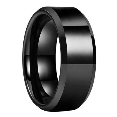 China Wholesale Dropshipping CLASSIC 8mm Cut Polished Black Tungsten Wedding Band Ring Fashionable Jewelry For Women Men for sale