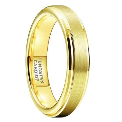 China CLASSIC 4mm Gold Stepped Brushed Brilliant Band Fashion Jewelry Finger Ring Dropshipping Tungsten Engagement Wedding For Women Men for sale