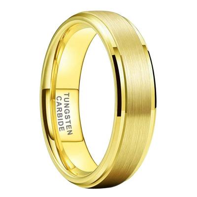 China CLASSIC 6mm Stepped Dropshipping Fashion Beveled Wholesale Jewelry For Men Women Gold Tungsten Carbide Ring Wedding Band Engagement for sale