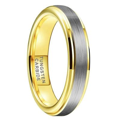 China CLASSIC 4mm Gold Stepped Cut Brilliant Brushed Fashion Jewelry Ring For Men Women Dropshipping Tungsten Engagement Wedding Band for sale