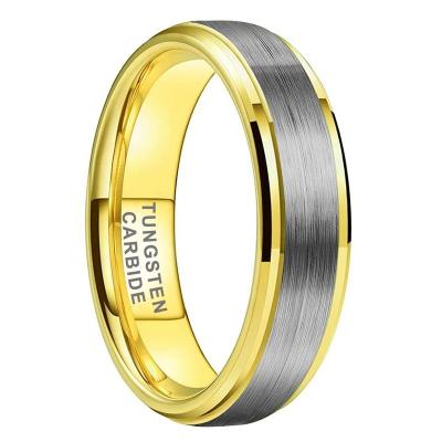 China CLASSIC 6mm Gold Stepped Wholesale Dropshipping Fashion Bevel Jewelry For Men Women Engagement Ring Wedding Band Tungsten Carbide for sale