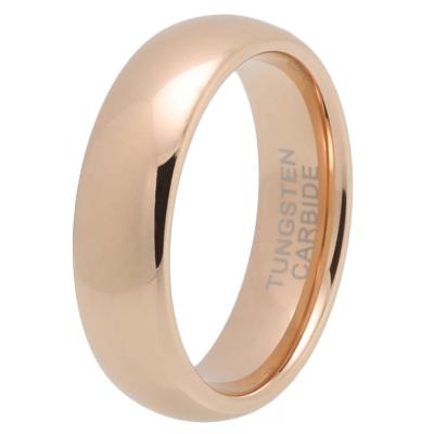 China CLASSIC 6mm Fashion Wholesale Jewelry Dropshipping Polished Wedding Band Arched Rose Gold Tungsten Carbide Ring For Men Women for sale