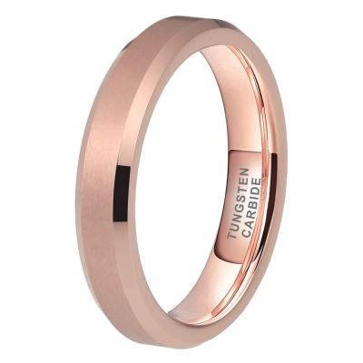 China Wholesale Dropshipping CLASSIC 4mm Cut Matte Fashion Jewelry Rose Gold Tungsten Engagement Wedding Ring For Women Men for sale