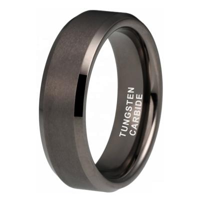 China CLASSIC 6mm Wholesale Dropshipping Cut Matte Band Gunmetal Tungsten Carbide Ring Fashion Jewelry Engagement Wedding For Men Women for sale