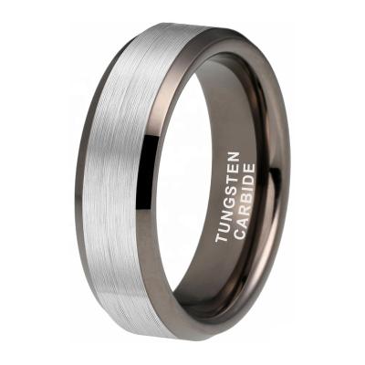 China CLASSIC 6mm Wholesale Dropshipping Cut Brushed Fashion Jewelry Engagement Wedding Band Gunmetal Tungsten Carbide Ring For Women Men for sale