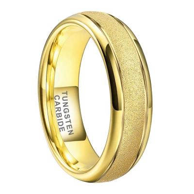 China FASHIONABLE 6mm Gold Plated Dropshipping Wholesale Sandblasted Wedding Band Engagement Ring Domed Shape Tungsten Carbide For Women Men for sale