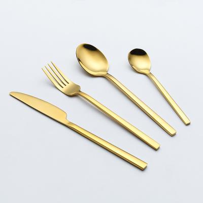 China Viable stainless steel wedding gold cutlery set pvd flatware set gold coating silverware for sale