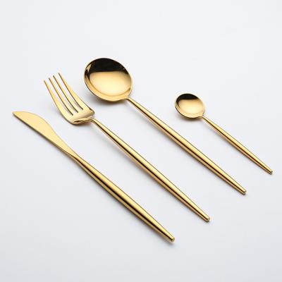 China Viable Portugal gold flatware set spoons forks knives 304 stainless steel gold flatware set pvd coating flatware for sale