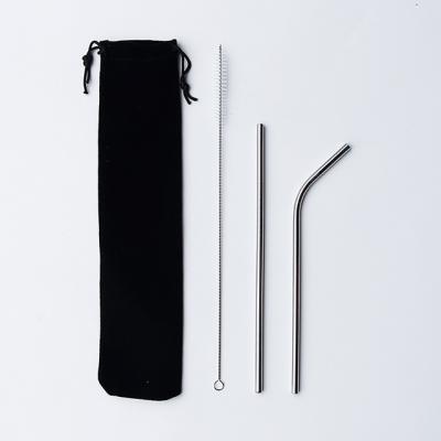 China Sustainable 304 Stainless Steel Straw Set Metal Straw With Bag for sale