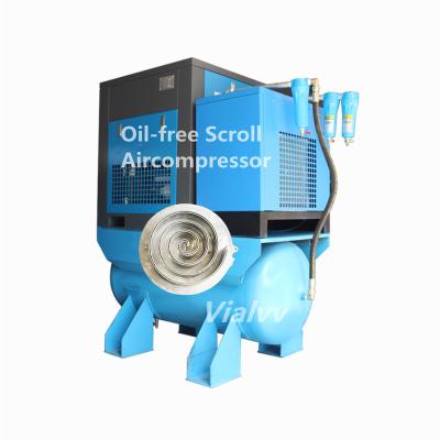 China Mini Display Vailvv 7.5kw Low Noise Oil Free Pump Scroll Silent Dry Dry Oil Free Air Compressor for Moisture and LCD Oil Free for sale