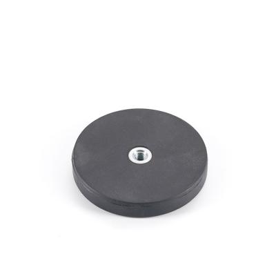 China Industrial Magnet Hot Selling Mount Disc Magnet Black Magnetic Base Rubber Coated Holder D43*H6.5-M4 for sale