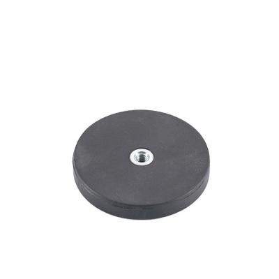 China Factory Quality Industrial Flat Super Strong Power Neodymium Magnets Rubber Coated Round Magnet D43*H6.5-M5 for sale