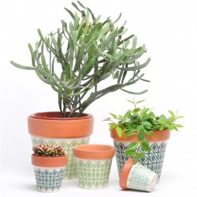 China Custom Wholesale Cheap Eco-friendly Pottery Planters Pot Clay Planter Ceramic Decorative Pots With Saucer for sale