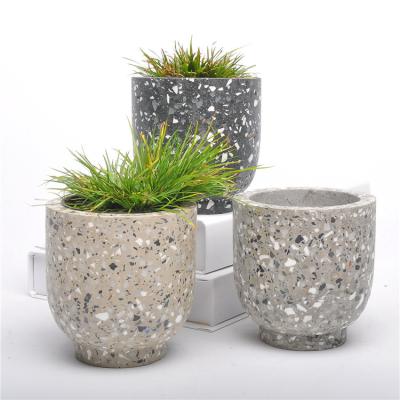 China Mini Maceta Simply Indoor Ornamental Flowerpot Cement Floral Pots Garden Planter For Countertop for sale