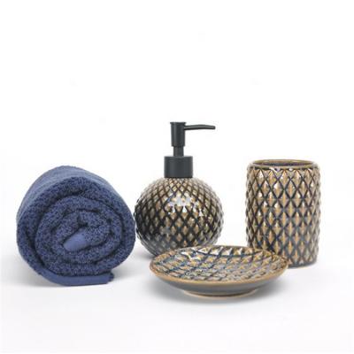 China Sustainable High End Asian Hotel Household Used Ceramic Complete Bathroom Accessory Single Sets for sale