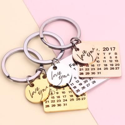 China Personalized Promotional Metal Engraved Logo Calendar Signature Lallavero Key Chain Calendario Decoration Customized Customized for sale