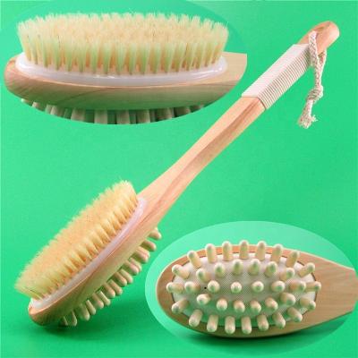 China EXFOLIATING 38cm Wooden Body Brush Dry Skin Natural Organic Brush Wet Back Shower Exfoliating Massager Bathroom Accessories for sale