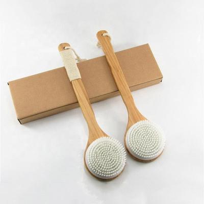 China Long Handle Bath Body Brush With Long Handle Bamboo Scrubber Skin Massage Exfoliation Sweeps Bathroom Accessories for sale