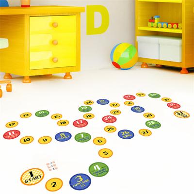 China Waterproof+Eco-friendly Number Marker Stickers Hopscotch Game Mark Digital Brain Games Pathway Art Floor Decals Puzzle Party For Baby Room Classroom Nursery for sale