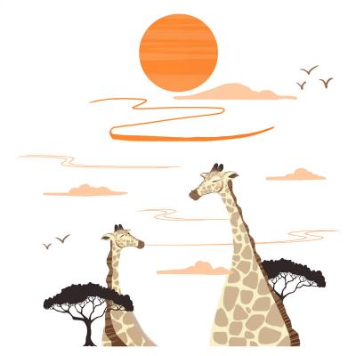 China WALL STICKER Cartoon Giraffa Wall Stickers and Tree Decals DIY Cloud Sun Flying Goose Wall Decor for Baby Nursery Kids Bedroom Living Room for sale