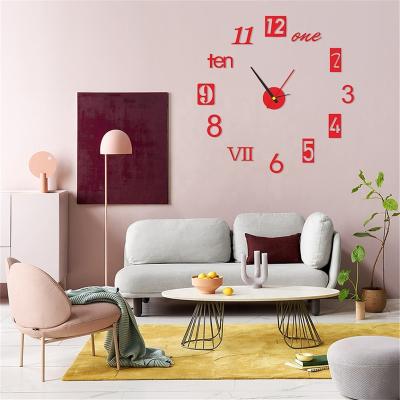 China CREATIVE Fremeless 3D Clock Wall Sticker Clock Wall Hanging For Living Room Bedroom Office Diy Decoration Easy Install Acrylic Wall for sale