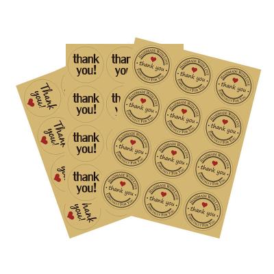 China Heat Sensitive Custom Logo Printing Size Desgin Kraft Paper Thank You Labeling Stickers for sale