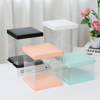 China Aseptic wholesale PET transparent plastic cake box 4/6/8/10/12/14 inch three-in-one the birthday cake packaging box for sale