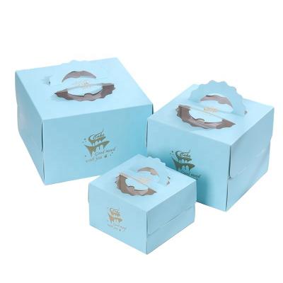 China Recycled Materials Cardboard Paper Custom Printed Cake Box With Handle Wholesale Cake Packaging Boxes for sale