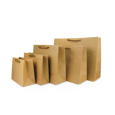 China Cheap Handmade Recycled Clothes Packaging Paper Bag With Your Own Logo Grocery Shopping Packaging Brown Paper Suitcase Tote With Handles for sale