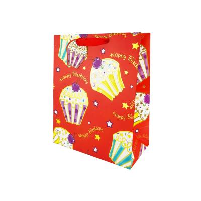 China Promotional Sale Recycled Materials Eco-friendly For Food Packaging Bag Kids Birthday Gift Paper Bag With Handle for sale