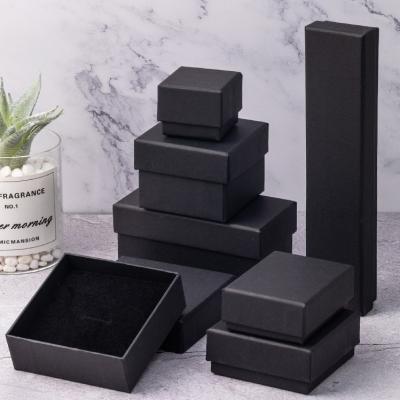 China Recyclable Luxury Black Paper Cardboard Paper Recyclable Wedding Jewelry Packaging Box Pouch Eco Friendly Paper Box for sale