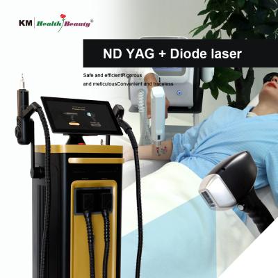 Cina 2 in 1 Laser Diode Machine Rimozione tatuaggio portatile e fisso 810nm 808nm Q-Switched ND Yag Diode Laser 810nm in vendita