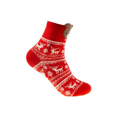 China 2021 New Cute Cartoon Novelty Red Stripe Christmas Antibacterial Knitting Comfortable Socks for sale