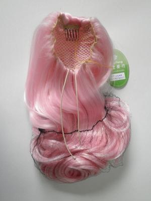 China El pelo rosado de las colas de caballo de las pelucas junta las piezas de las 24 pulgadas rizadas, pedazos falsos del pelo para las mujeres en venta