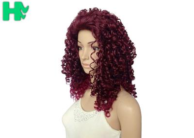 China Body Wave Wine Red Long Synthetic Wigs Afo Kinky Curly 18 inches for sale