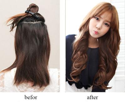 China Clip sintético de oro popular en trama larga del pelo rizado de las extensiones del pelo en venta