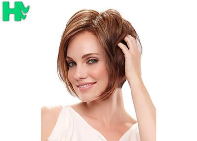 China Short Straight Dark Brown Synthetic Hair Wigs , Full Lace Synthetic Wigs for sale