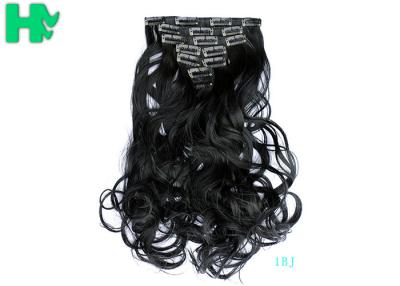 China Black Curly Synthetic Clip In Hair Extensions Human Hair Wefts for sale