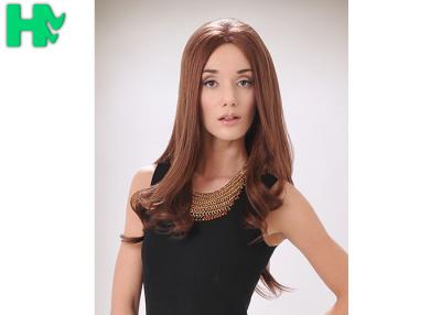 China Comfortable Texture Long Synthetic Wigs For Women Brown Wigs No Lace for sale