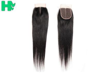 China 4*4 livram o meio três porções do fechamento do cabelo humano, cabelo reto peruano com fechamento à venda